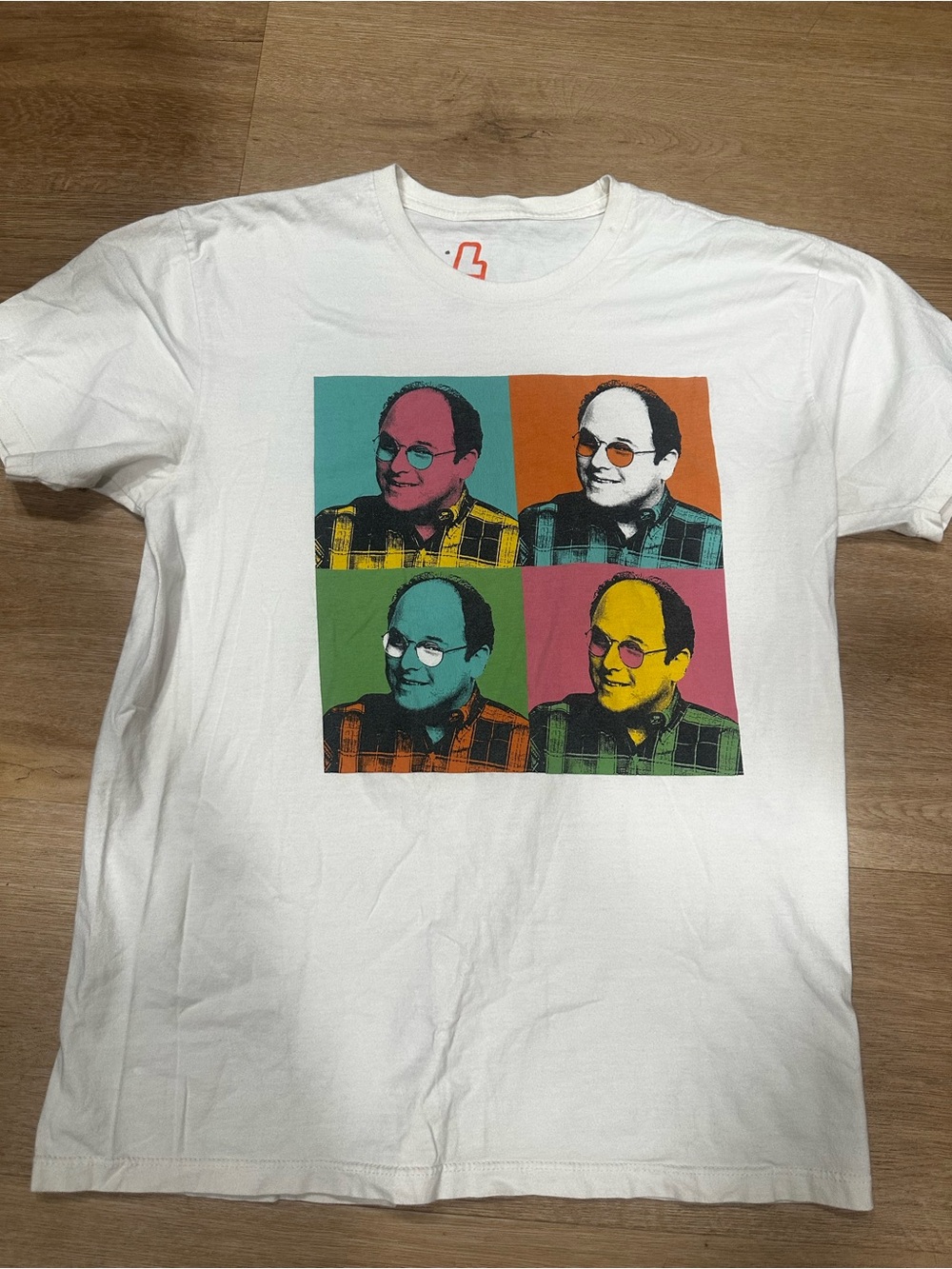 White Short-Sleeve Graphic Pop Art Tee